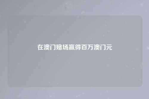 在澳门赌场赢得百万澳门元
